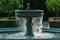 Sprinkling water of a fountain with detailed water drops