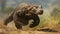 Sprint of the Apex Predator: Majestic Komodo Dragon in Full Stride