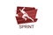 Sprint sport vector line icon. Sprinter running in athletic track.