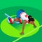 Sprinter Runner Athlete at Starting Line Athletics Race Start Summer Games Icon Set.3D Flat Isometric Sport of Athletics Runner