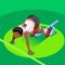 Sprinter Runner Athlete at Starting Line Athletics Race Start Summer Games Icon Set.3D Flat Isometric Sport of Athletics Runner