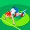 Sprinter Runner Athlete at Starting Line Athletics Race Start Summer Games Icon Set.3D Flat Isometric Sport of Athletics Runner