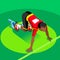 Sprinter Runner Athlete at Starting Line Athletics Race Start Summer Games Icon Set.Olympics 3D Flat Isometric Sport of Athletics