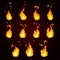 Sprite sheet of fire, torch. Animation for game or cartoon.