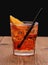 Spritz aperitif, italian orange cocktail and ice cubes