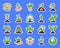 Sprout colorful patch sticker icons vector set