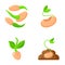 Sprout flat icons plant orgainc sapling vector set