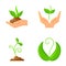 Sprout flat organic nature seeds vector icons set