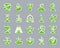 Sprout green patch sticker icons vector set