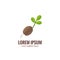 Sprout logo. One shape style plant with seed and green leaves vector illustration.