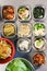 sprout salad , Korean salad and Kimchi or sewweed salad or Korean food