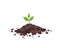 Sprout seedling shoot germination in the pile dirt soil. Young plant. Growing in the ground. Agricultural spring. Vector