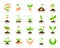 Sprout simple flat color icons vector set