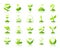 Sprout simple green gradient icons vector set