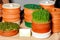 Sprouted grains of wheat and legumes, growing microgreens in special clay containers for healthy food, copy space