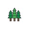 Spruce forest filled outline icon