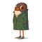 A Spy Bird, isolated vector illustration. Suspicious humanized pigeon. Calm anthropomorphic bird, wearing a coat