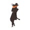 Spying and Monitoring with Young Man Private Detective in Black Hat and Coat Shooting with Camera Vector Illustration