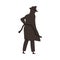 Spying and Monitoring with Young Man Private Detective in Black Hat and Coat Vector Illustration