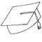 Square academic graduate cap, vector illustration in doodle style, coloring book