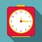 Square alarm clock icon, flat style