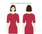 Square armhole clothes character beautiful lady in red top, shirt, dress technical fashion illustration, elbow length