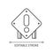 Square attention road sign pixel perfect linear icon. Roadworks construction warning. Thin line customizable