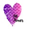 Square banner with a colored heart and the inscription Mi Amor. Template greeting card, brochure or wallpaper.