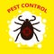 Square banner of pest control such encephalitis tick. tick on a yellow background.