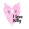 Square banner with a pink heart and the inscription I Love Kitty.