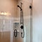 Square Bathroom rectangle shower stall with half glass enclosure and hinged door