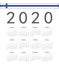 Square black Finnish 2020 year vector calendar