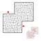 Square black labyrinth on white background. Children maze. Game for kids. Children puzzle. Help find a way out.