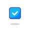 Square blue verified badge vector icon