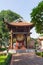 Square building holding a drum on side of Imperial Academy on fifth courtyard in Temple of Literature or Van Mieu.The drum is 2.01