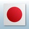 Square button with the national flag of Japan with the reflection of light. Icon with the main symbol of the country