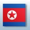 Square button with the national flag of North Korea with the reflection of light. Icon with the main symbol of the country