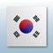 Square button with the national flag of South Korea with the reflection of light. Icon with the main symbol of the country