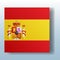 Square button with the national flag of Spain with the reflection of light. Icon with the main symbol of the country