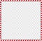 Square candy cane frame with red and white striped lollipop pattern on transparent background.