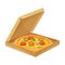 Square Carton or Cardboard Eco Package with Pizza Inside Vector Illustration