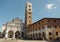 Square with cathedral in Lucca