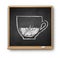 Square chalkboard with chalked coffee cup