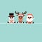 Square Christmas Card Snowman Reindeer And Santa Sunglasses Turquoise