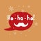 Square Christmas card. Speech bubble, snowflakes, Santa Claus mustache