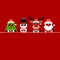 Square Christmas Card Tree Snowman Reindeer And Santa Sunglasses Red