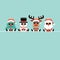 Square Christmas Card Tree Snowman Reindeer And Santa Sunglasses Turquoise