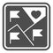 Square city map with flags and heart, tag of good place solid icon, city concept, date vector sign on white background