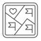 Square city map with flags and heart, tag of good place thin line icon, city concept, date vector sign on white