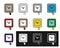 Square Clocks with pendulum icon / logo multicolor set